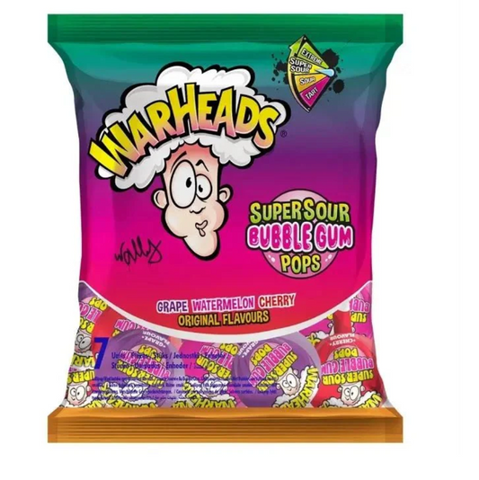 Warheads SuperSour Bubblegum Pops Original 105g